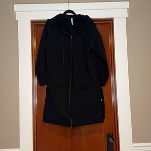 NWOT Athleta Women's Long Black Hooded Jacket, Size Medium